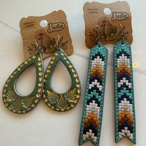 Justin Boots Green and Multicolor Earrings